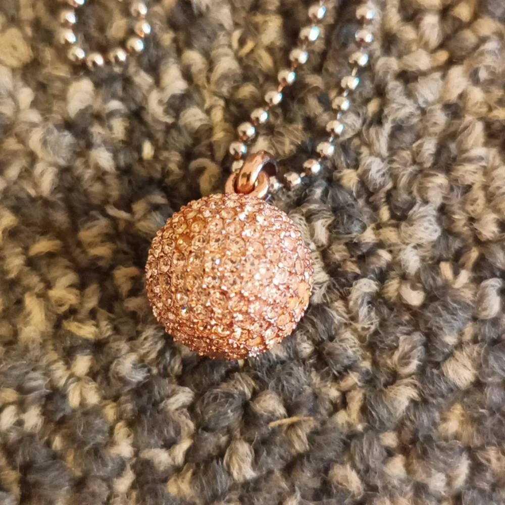 Michael Kors silver shimmer necklace with crystal ball bling pink pendent